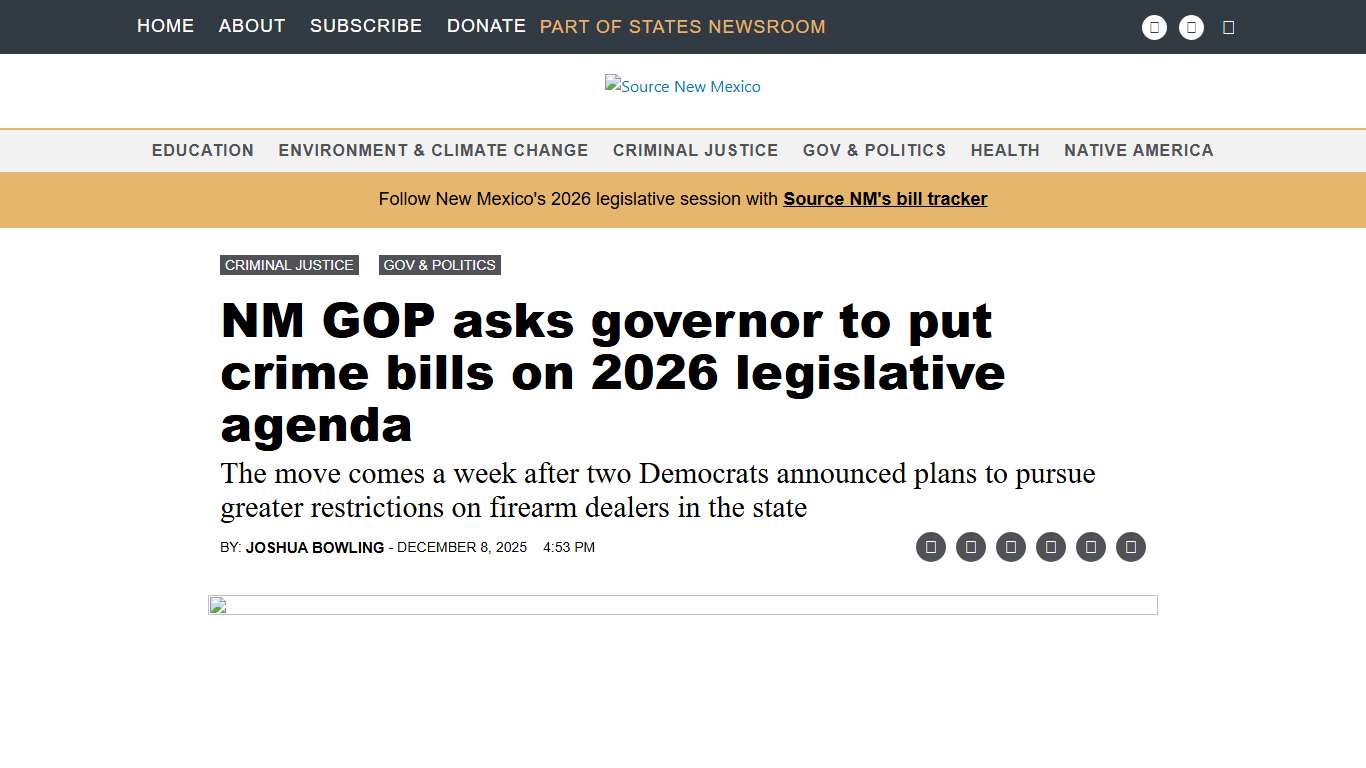 NM GOP asks governor to put crime bills on 2026 legislative agenda • Source New Mexico