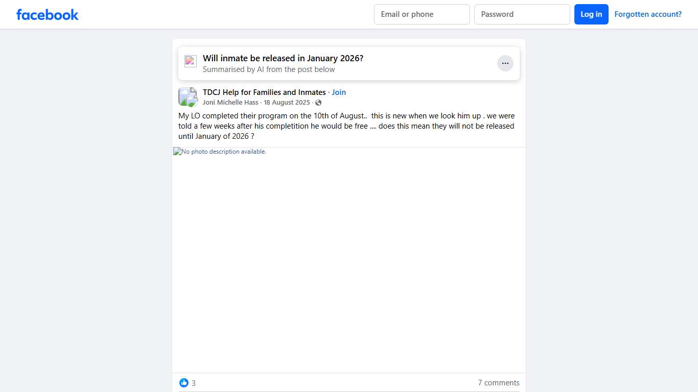 TDCJ Help for Families and Inmates My LO completed their program on the 10th of August. Facebook